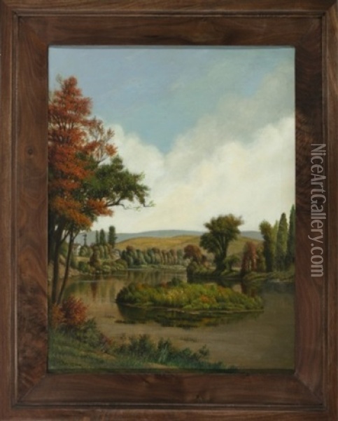 Untitled Fall Scene Oil Painting - Levi Wells Prentice