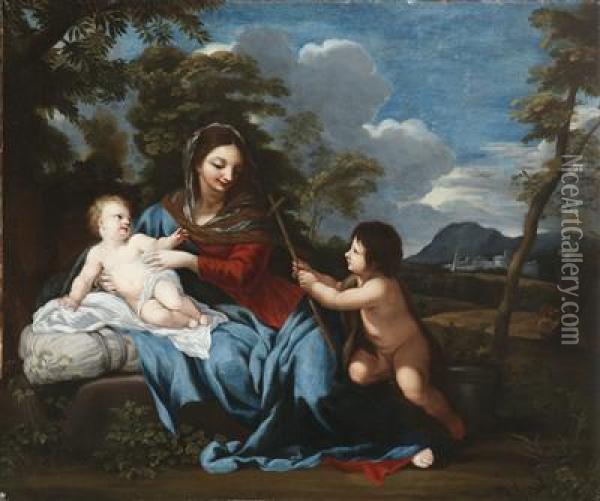 Madonna With Child And St. John The Baptist As A Child Oil Painting - Ciro Ferri