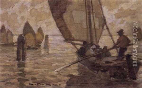 Marktschiff Von Chioggia Oil Painting - Ludwig Dill