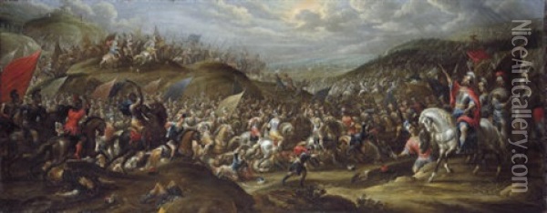 The Battle Of Milvian Bridge Oil Painting - Pauwels Casteels
