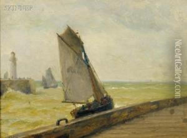 Dieppe Harbor Oil Painting - William Edward Norton
