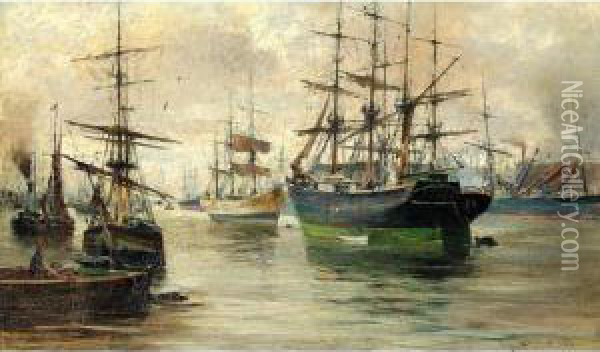 Shipping On The Clyde Oil Painting - Charles James Lauder