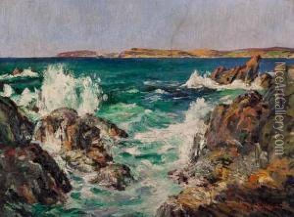 Crashing Waves Oil Painting - George Turland