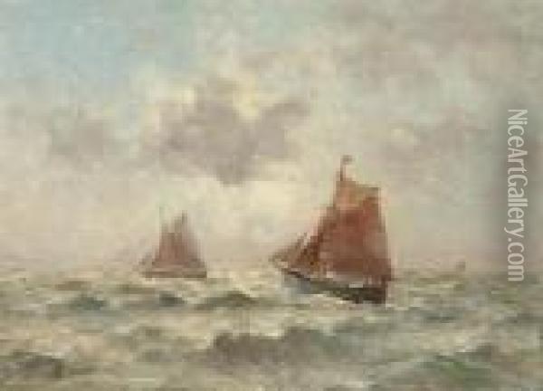 Marine With Fishing Boats Oil Painting - Romain Steppe