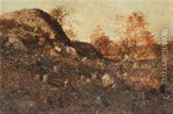 Rocks Near Winthrop Beach Oil Painting - Charles J. Bridgman