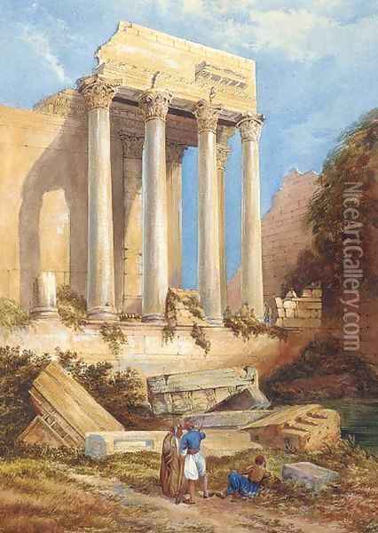 The ruins of Baalbec The Temple of Jupiter Oil Painting - English School