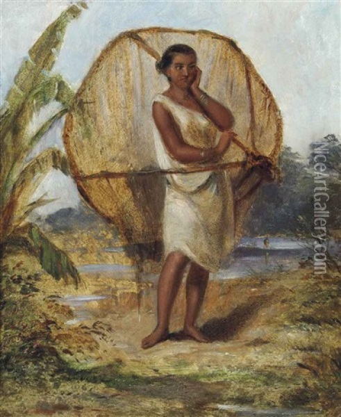 Girl With A Fishing Net, Ceylon Oil Painting - William Daniell