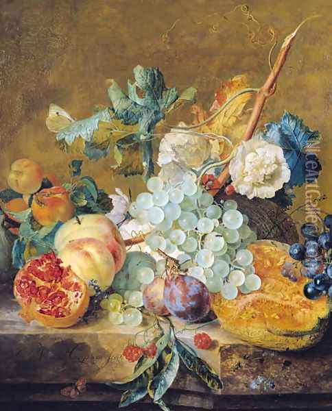Flowers and Fruit Oil Painting - Jan Van Huysum