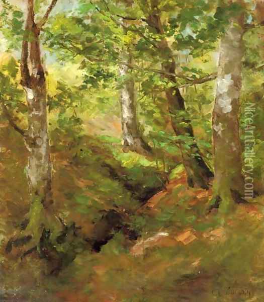 A forest at midday Oil Painting - Olga Antonova Lagoda-Shishkina