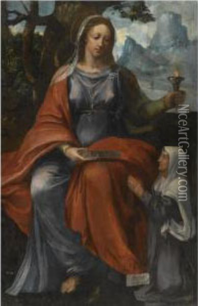 Saint Lucy, With A Donor Kneeling Below Oil Painting - Alessandro Casolani
