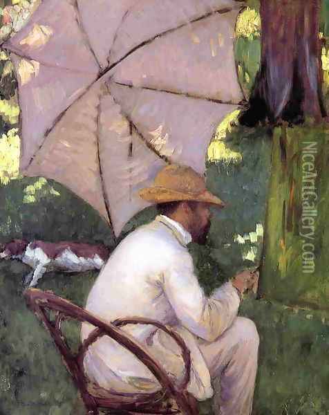 The Painter Under His Paraso Oil Painting - Gustave Caillebotte