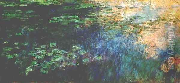 Reflections of Clouds on the Water-Lily Pond (triptych left panel) 1920-1926 Oil Painting - Claude Oscar Monet