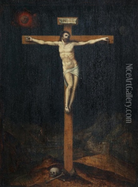The Crucifixion Oil Painting - Gillis Mostaert the Elder