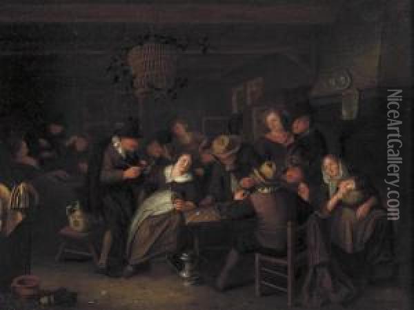 Peasants Making Merry In An Interior Oil Painting - Richard Brakenburgh