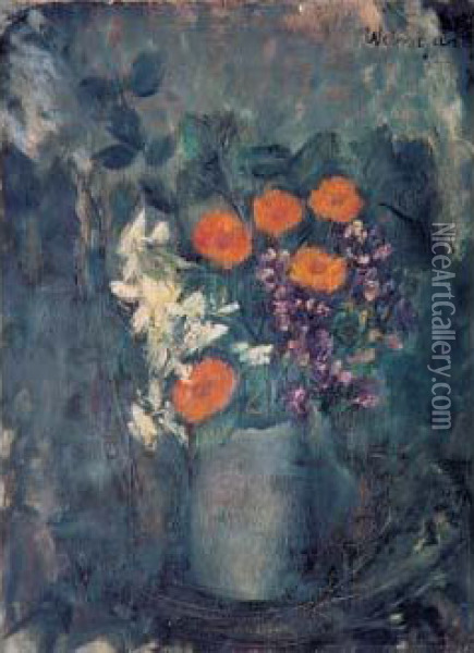 Fleurs Dans Un Pot Gris Oil Painting - Joachim Weingart