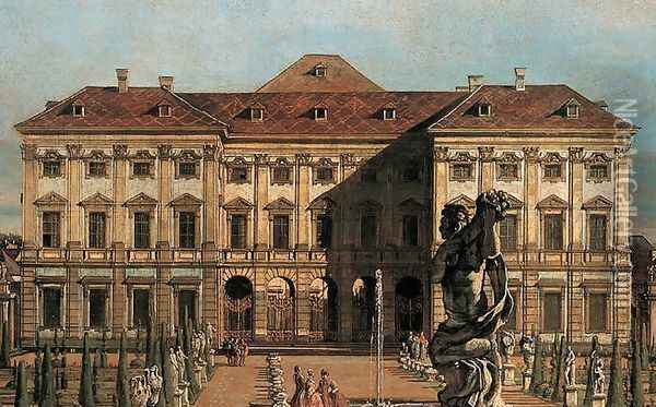 The Liechtenstein Garden Palace, garden side (detail) Oil Painting - (Giovanni Antonio Canal) Canaletto