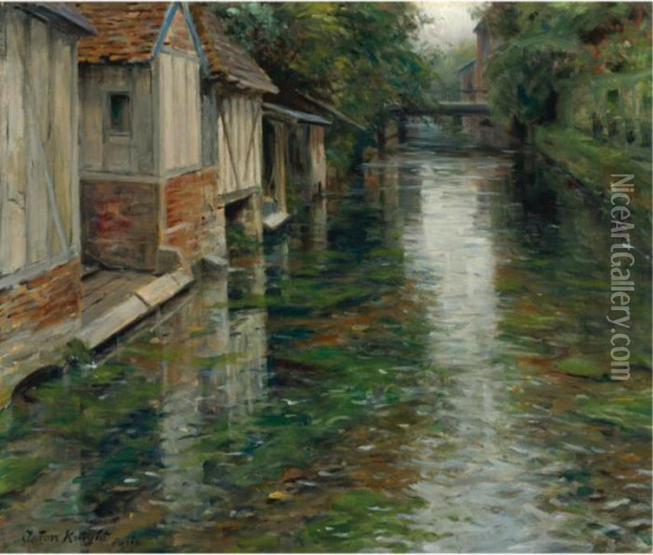 The Wash House On The Canal Oil Painting - Louis Aston Knight