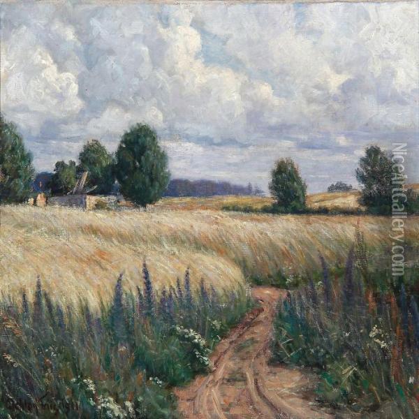 Field Landscape Oil Painting - Achton Friis