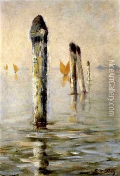 Die Lagune Bei Venedig Oil Painting - Edmond Jean de Pury