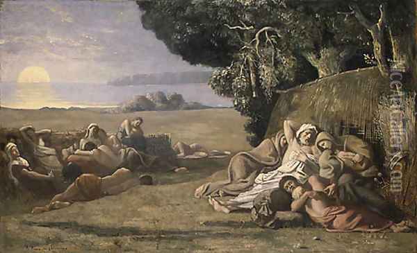 Sleep 1867 or 1870 Oil Painting - Pierre-Cecile Puvis De Chavannes