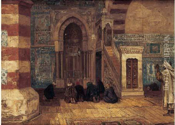 Priere Dans La Mosquee Oil Painting - Georg Macco