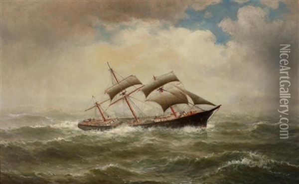 Ship In Rough Seas Oil Painting - William Alexander Coulter