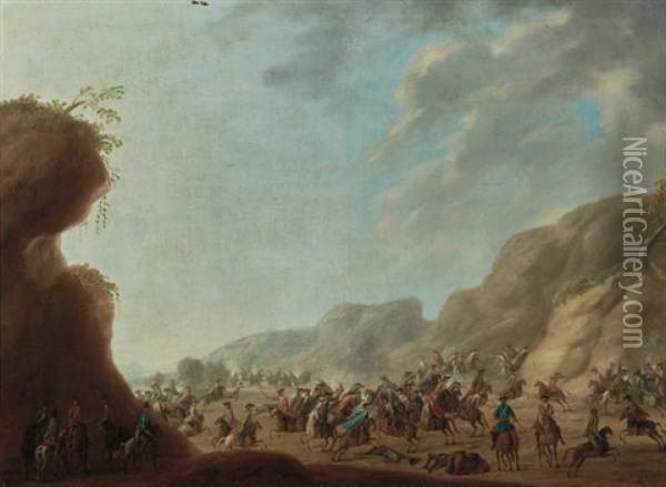 Horsemen In Combat Oil Painting - Karel Breydel