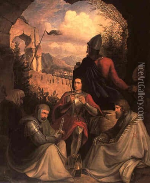 Imprisoned Crusaders Oil Painting - Anton Ritter von Perger