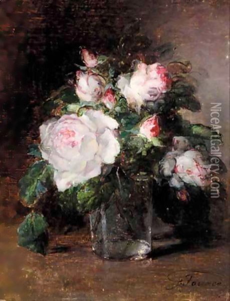 Still Life Of Roses Oil Painting - Guillaume-Romain Fouace
