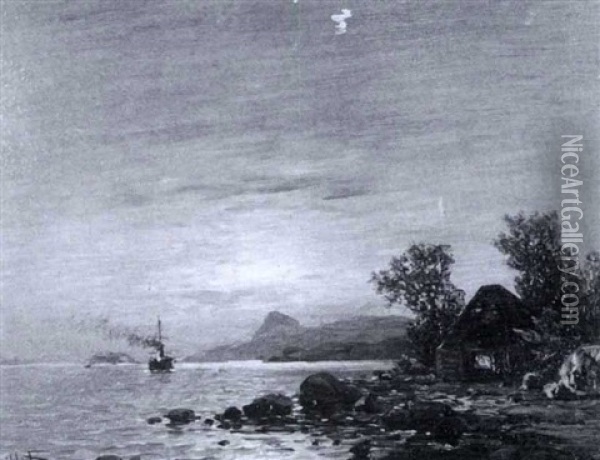 Kustenlandschaft Bei Mondschein Oil Painting - Johann Jungblut
