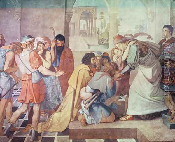 Joseph recognised by his brothers Oil Painting - Peter von Cornelius