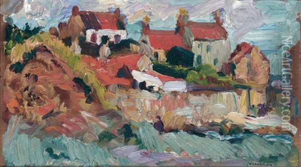 Fishermen's Cottages At St. Monans Oil Painting - George Leslie Hunter
