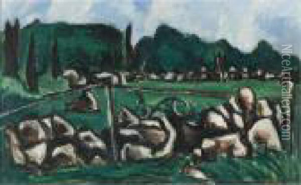 Green Landscape #3 (dogtown Series) Oil Painting - Marsden Hartley