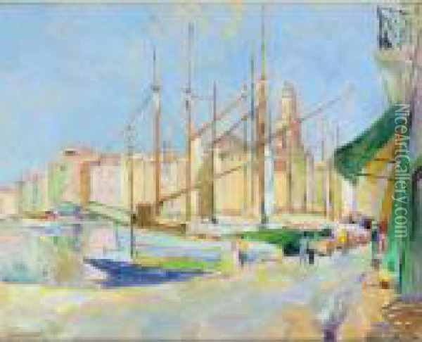 Port De St. Tropez Oil Painting - Robert Antoine Pinchon