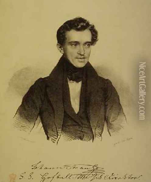 Johann Strauss the Elder 1804-49 Austrian violinist and conductor Oil Painting - Josef Nikolaus Kriehuber