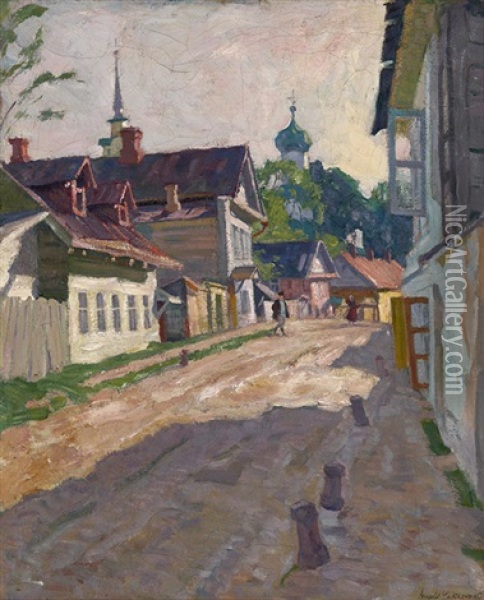 Street Of Pskov Oil Painting - Arnold Borisovich Lakhovsky