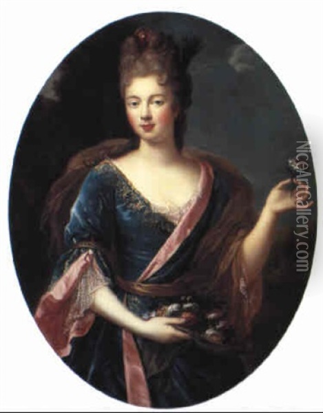 Portrait Of The Duchesse De Fontanges? Oil Painting - Pierre Mignard the Elder