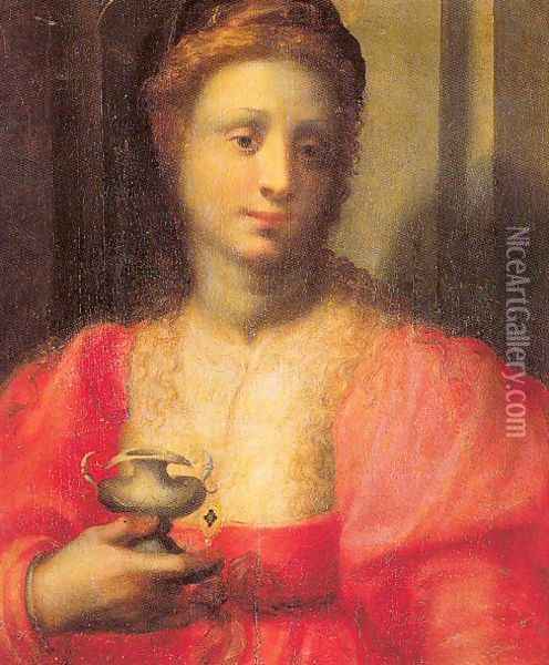 Portrait of a Woman Dressed as Mary Magdalen Oil Painting - Domenico Puligo