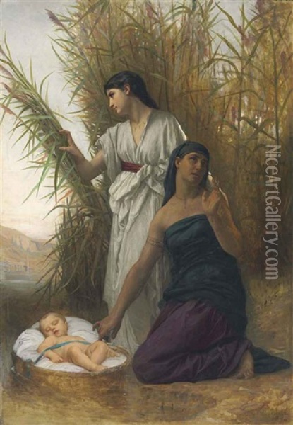Moses In The Bulrushes Oil Painting - Elizabeth Jane Gardner Bouguereau