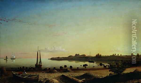 Stage Fort across Gloucester Harbor 1862 Oil Painting - Fitz Hugh Lane