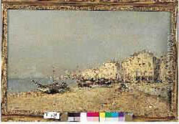 Bord De Mer En Provence. Oil Painting - Gustave Gagliardini