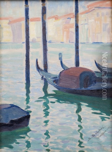 View From Venice Oil Painting - Santeri Salokivi
