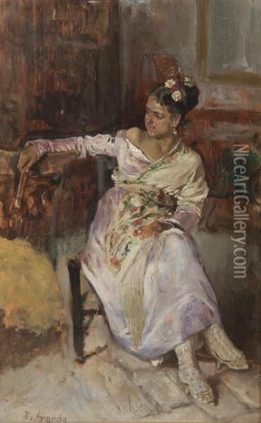 Portrait Of A Spanish Lady Oil Painting - Jose Jimenez y Aranda