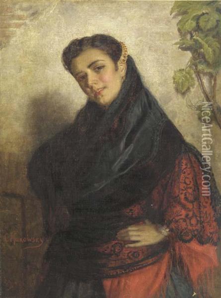 Portrait Of A Spanish Lady Oil Painting - Konstantin Egorovich Egorovich Makovsky