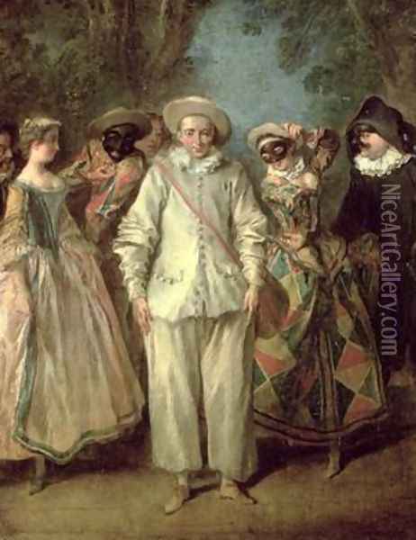 The Actors of the Commedia dellArte Oil Painting - Nicolas Lancret