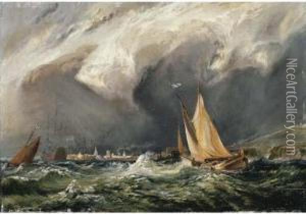 Squall Off The Dutch Coast Oil Painting - John Christian Schetky