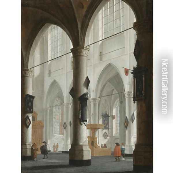 The interior of the Laurenskerk, Rotterdam 1654 Oil Painting - Daniel de Blieck