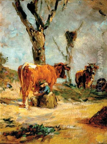 Milking Time Oil Painting - Wilhelm Frey