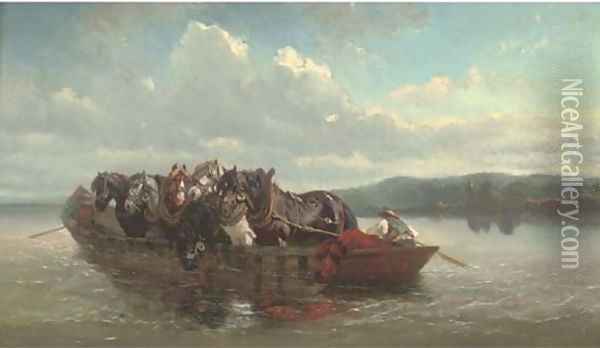 The horse ferry Oil Painting - Willem Carel Nakken