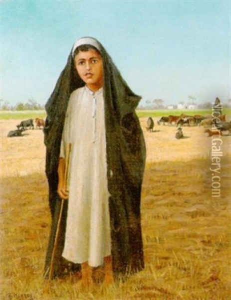 Jeune Berger Fellah, Environs Du Caire Oil Painting - Arthur Charles Henri Herzog